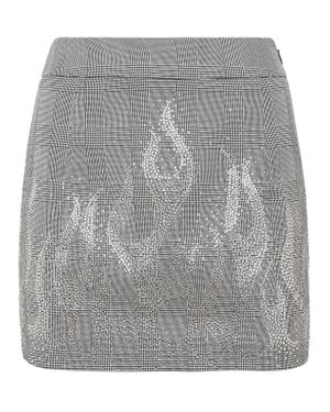 Philipp Plein Checkered Mini Skirt Strass Flame - Gray