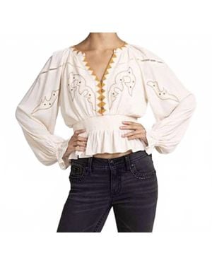 Miss Me Long Puff Sleeve Knit Top - Natural