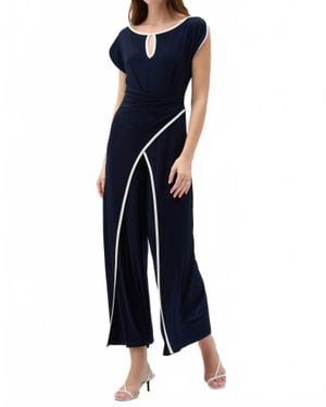 Joseph Ribkoff Draped Bodice Culotte Jumpsuit - Blue