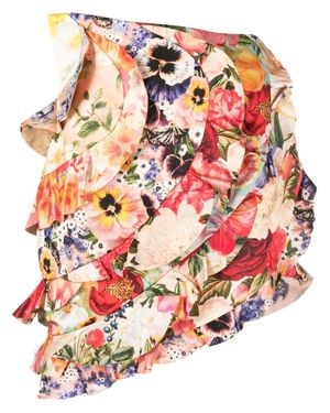 Zimmermann Spliced Floral-Print Skirt - Pink