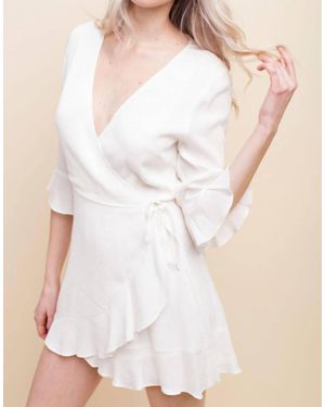 Honey Punch Ruffle Wrap Romper - Natural
