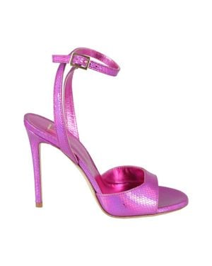 Giampaolo Viozzi Fuchsia Python Print Sandal With Ankle Strap - Pink