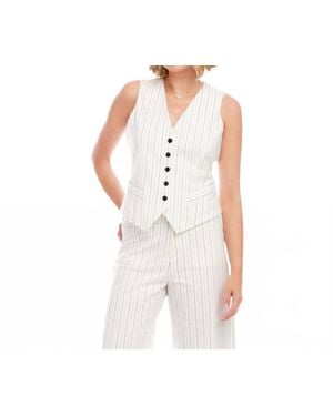 Karen Kane Stripe Button-Up Vest - White