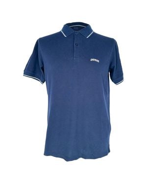 Ami Paris Paris Logo-Embroidered Polo Shirt - Blue
