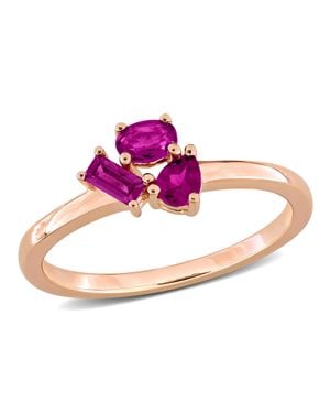 Mimi & Max Multi-Gem Three Stone Cluster Ring Sterling - Pink
