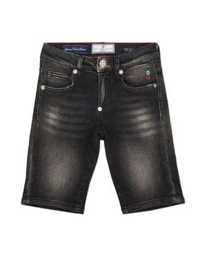 Philipp Plein Denim Mykonos Fit Shorts Italic Plein - Gray