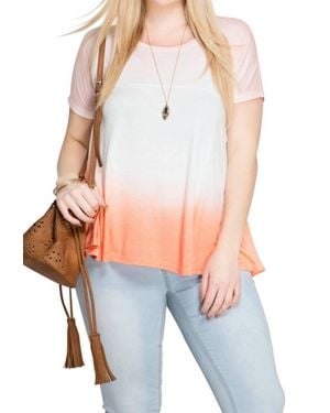 She + Sky Ombre Short Sleeve Tunic Top - White