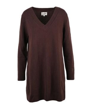 MC2 Saint Barth Long Knit Dress With Deep V-Neckline And Relaxed Fit - Brown