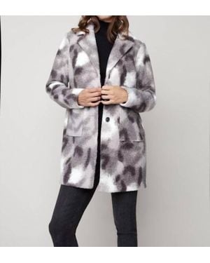 Charlie b Printed Boucle Knit Coat - Gray