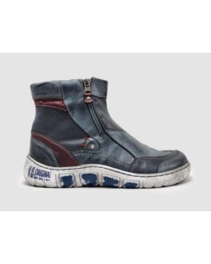 KCR Group Original Zip-Up Leather Boots - Blue