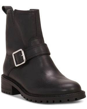 Lucky Brand Leather Zip Up Motorcycle Boots - Black