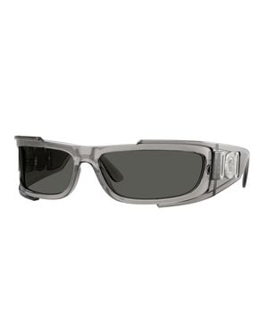 Versace Sunglasses Rectangle Full Rim, Transparent Frame And Dark Lens Ve4446593/87 - Gray