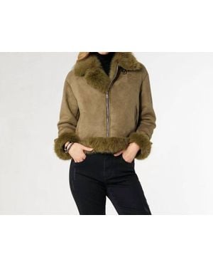 Coco + Carmen Dion Faux Fur Moto Jacket - Black