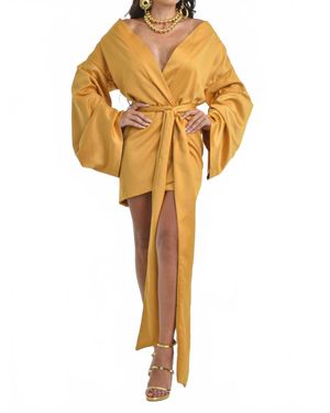 Steffany Milano Golden Empress Wrap Dress - Yellow