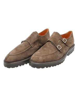 Andrea Ventura Firenze Norvegese Parigino Adler Monk Strap Suede Shoes - Gray