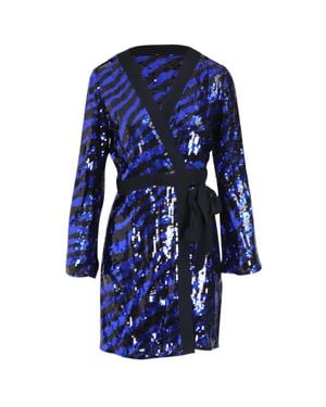 RIXO London Striped Wrap Dress - Blue