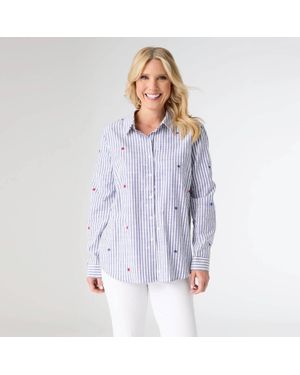 Coco + Carmen Patriotic Striped Shirt With Stars - Purple