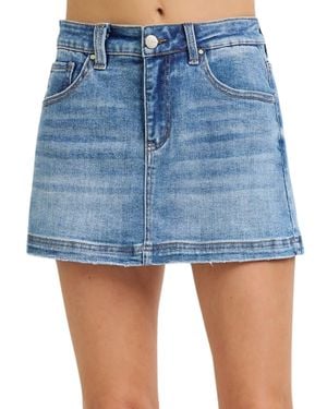 Risen Steal My Sunshine High Rise Denim Skort - Blue