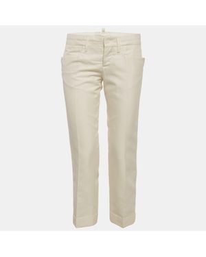 DSquared² Cream Cotton Blend Capri Pants - Natural