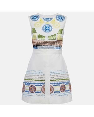 Peter Pilotto Embroidered Crepe Sleeveless Dress - Blue
