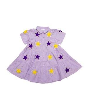 Belle Cher Adult Button Collared Dress - Purple