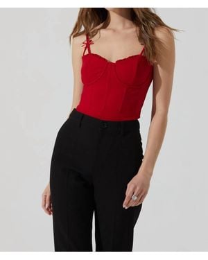 Astr Adana Bow Detail Bustier Top - Red