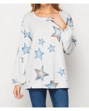 Honeyme Star Print Pullover - Gray