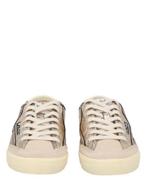 Autry Windscape Low Metallic Finish Leather Sneakers - Natural