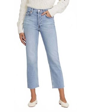 RE/DONE 70's Stove Pipe High Rise Straight Leg Jeans - Blue