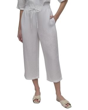 DKNY Pull-On Straight Leg Linen Pant - Gray