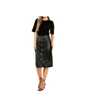 Thml Milan Faux Leather Midi Skirt - Black