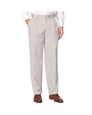 Berle Prime Poplin Double Reverse Pleat Trouser - Gray