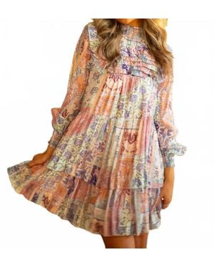 Fate by LFD Ruffle Detail High Neck Tiered Dress - Brown