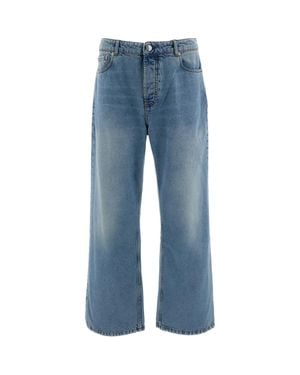 Ami Paris Light Cotton Wide-Leg Jeans - Blue