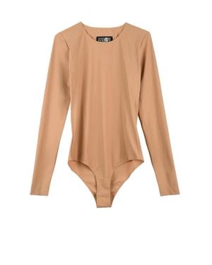 Maison Margiela Seamless Long-Sleeved Bodysuit With Round Neckline - White