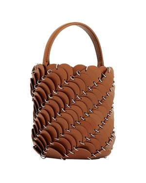 Rabanne Small Cognac Bucket Paco Bag - Brown