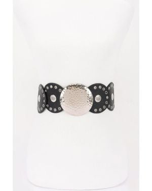 Fashnzfab Vintage Disc Elastic Plus Size Belt - Black