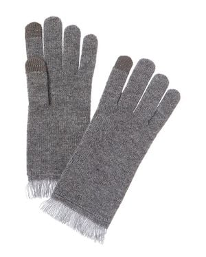 Amicale Cashmere Jersey Fringe Cashmere Gloves - Gray