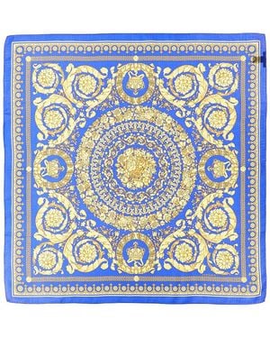 Versace Barocco Print Silk Scarf - Blue