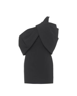 Solace London One-Shoulder Mini Dress With Dramatic Volant Details - Black