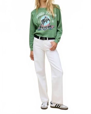 Daydreamer Willie Nelson 1980 Cowboy Raglan Thermal Long Sleeve Tee - Green