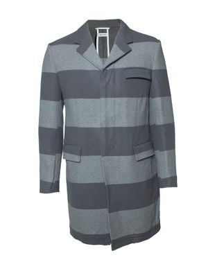 Thom Browne Striped Wool Coat - Gray