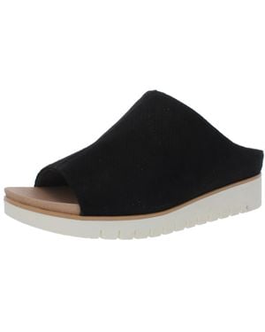 Dr. Scholls Go For It Faux Suede Perforated Platform Sandals - Black