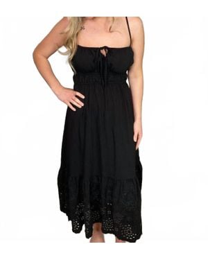 Blu Pepper Eyelet Scallop Hem Sundress - Black