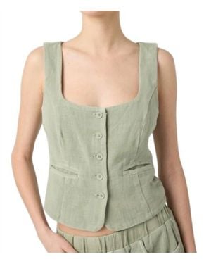 Blank NYC Button-Up Fitted Crop Vest - Green