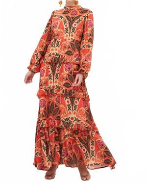 Oliphant Positano Mock Neck Maxi Dress - Red