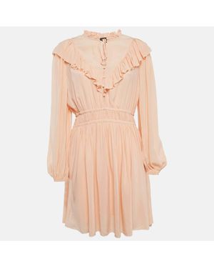 Maje Crepe Ruffled Mini Dress - Natural