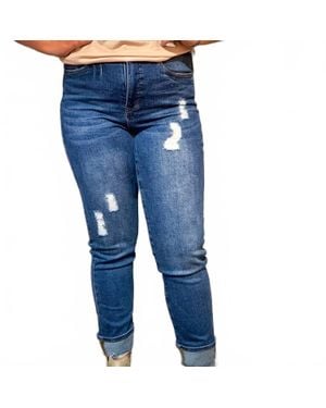 Lucky & Blessed High Rise Boyfriend Jeans - Blue