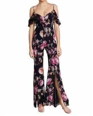 Nicholas Lucile Floral Frill Jumpsuit - Black
