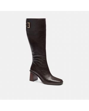 COACH Extended Calf Heeled Buckle Boot - Black